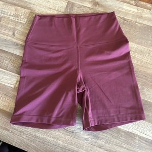 Yogalicious Lux High Waisted Biker Shorts - Wine/ Burgundy Sz L